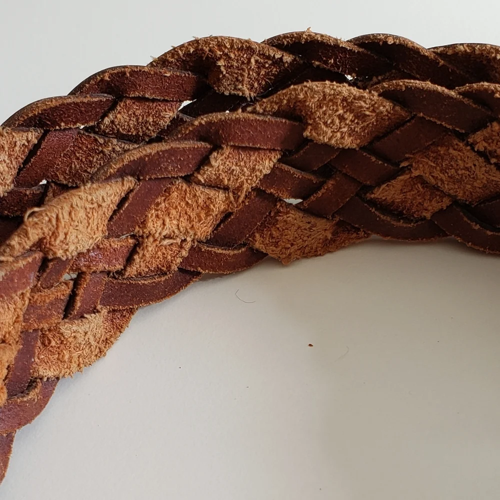 Brown Braided Leather Women's Belt